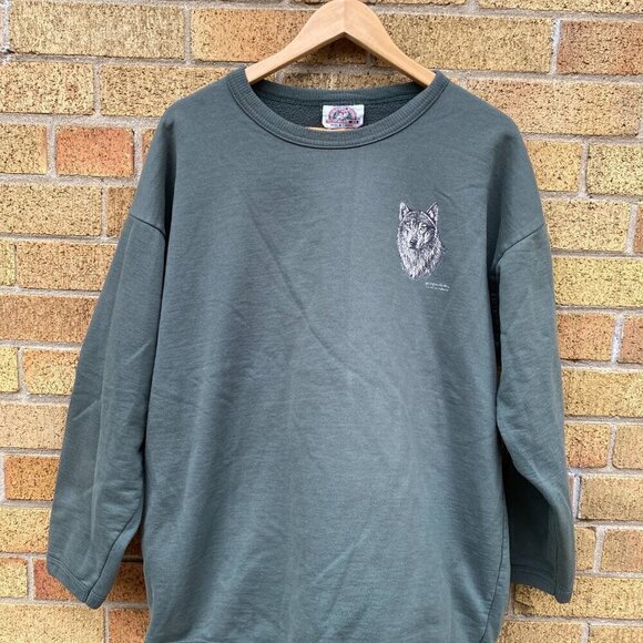 Vintage 1993 Northern Woods Wolf Print Crewneck XL - Picture 7 of 8